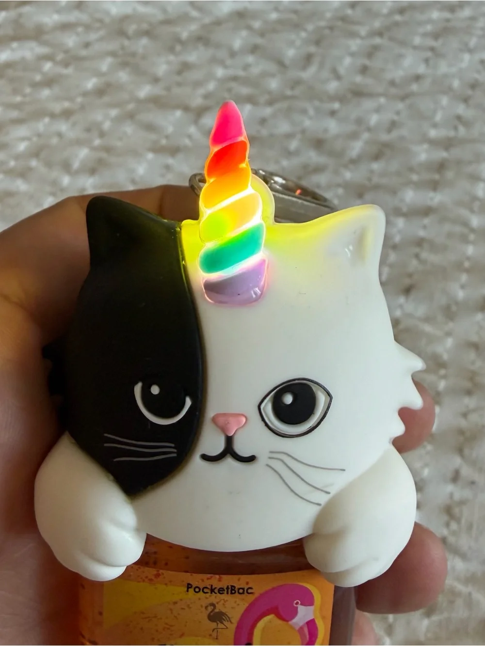 Cute Black & White Cat Unicorn Charm Keychain